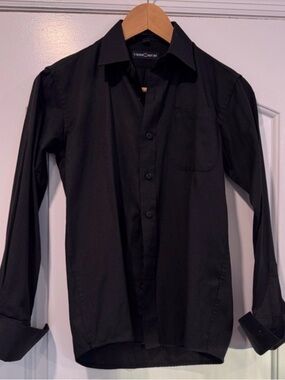 Viero Richi Boy’s Black Long Sleeve Button-Up Tuxedo Dress Shirt Size 12